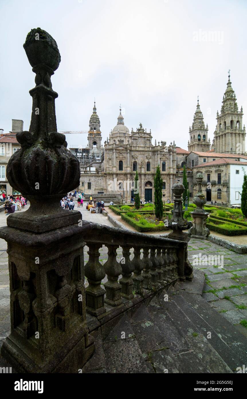 SANTIAGO DE COMPOSTELA, SPAGNA - GIUGNO 26 2018 : Vista della Cattedrale di San Giacomo. Foto Stock