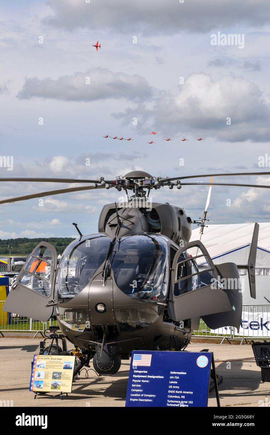 US Army EADS North America UH-72A elicottero Lakota alla fiera di Farnborough International Airshow 2012, UK. Area Associazione Industrie aerospaziali Foto Stock