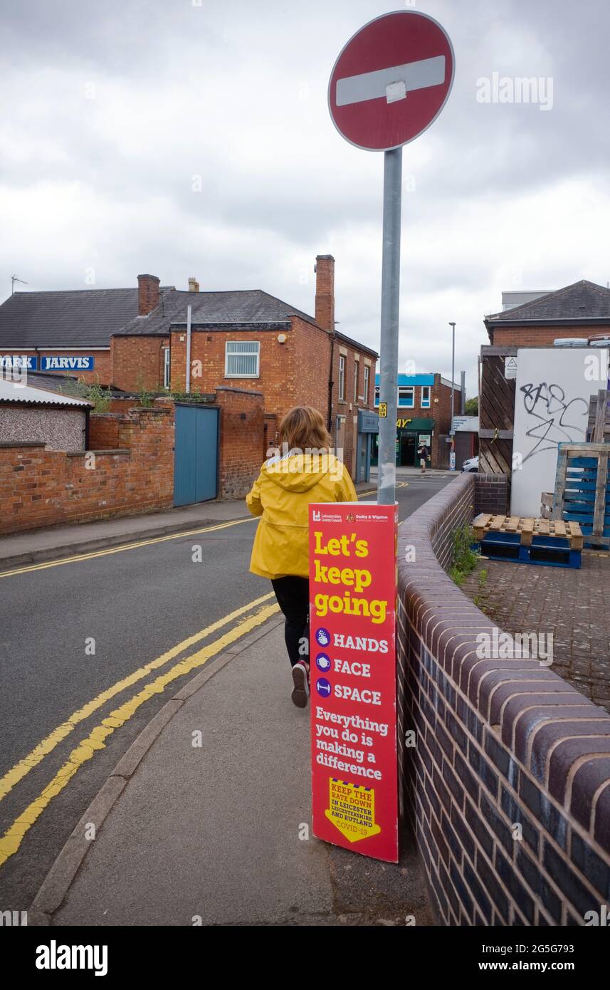 Messaggi di Covid in Leicestershire e Rutland Foto Stock