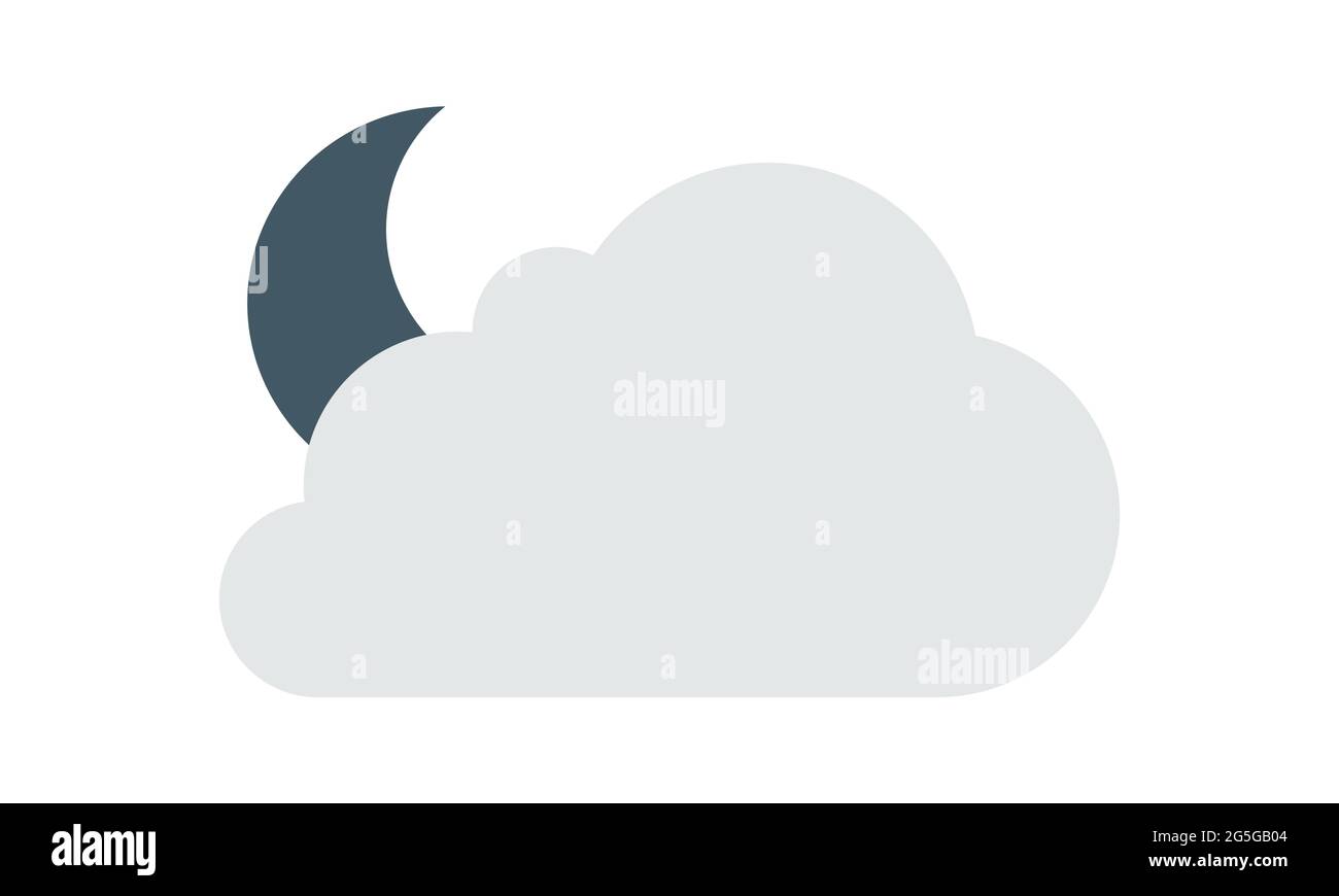 notte nuvolosa icona semplice su immagine vettoriale bianca Illustrazione Vettoriale