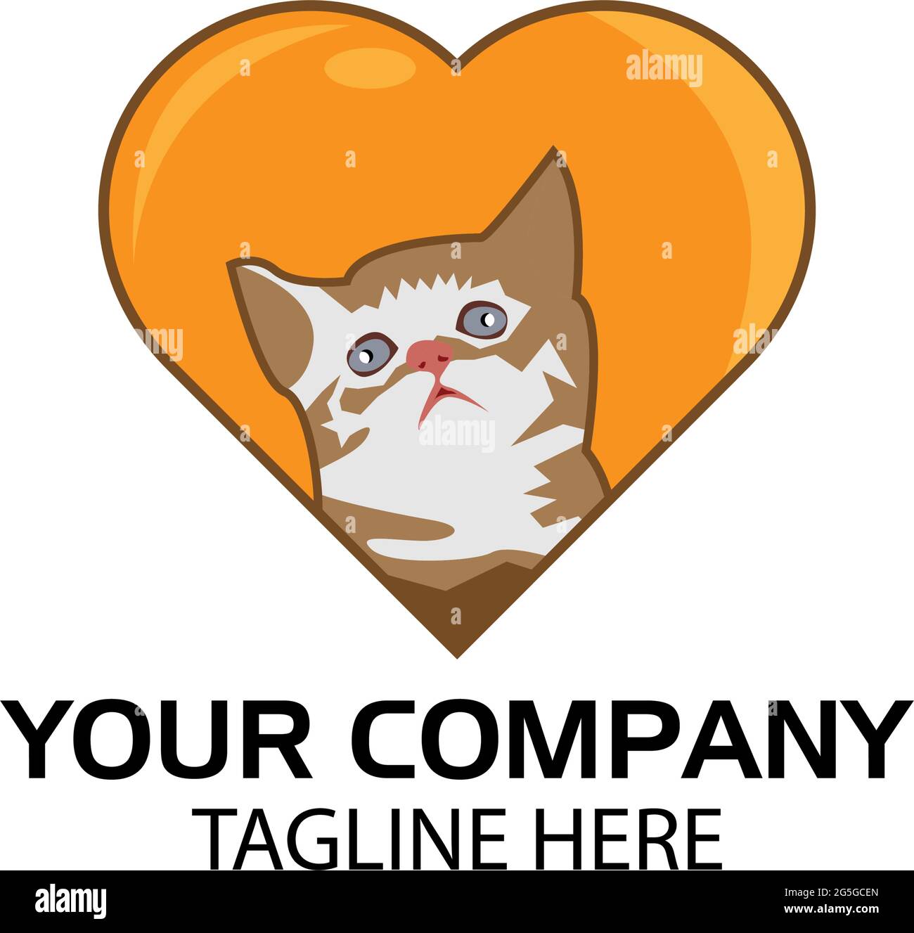 Logo Love Cat. design piatto. Silhouette Cat. Illustrazione vettoriale su sfondo bianco Illustrazione Vettoriale