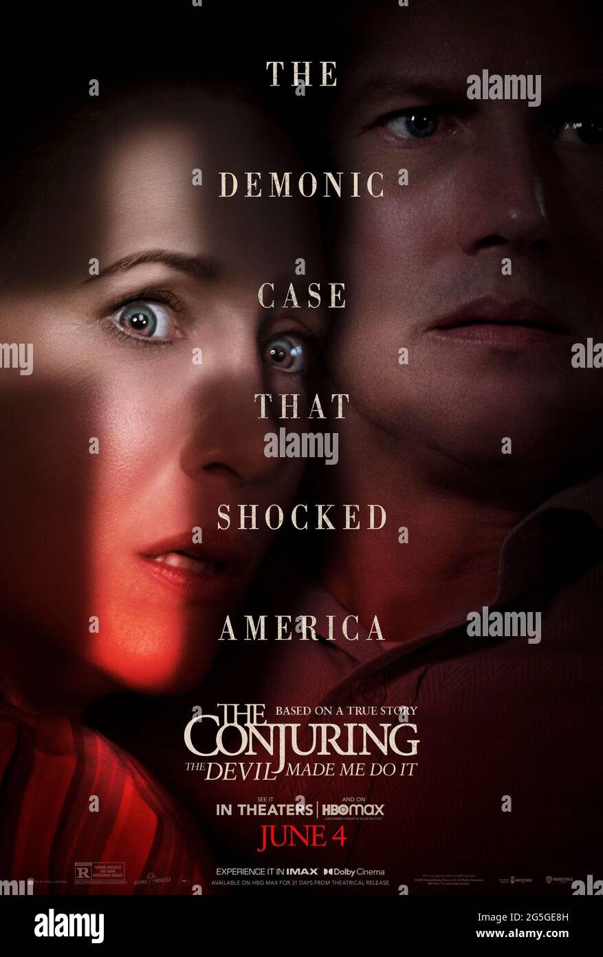 The Conjuring: The Devil Made Me Do IT (2019) diretto da Michael Chaves e con Patrick Wilson, vera Farmiga e Ruairi o'Connor. Gli investigatori paranormali ed e Lorraine Warren indagano su un omicidio che può essere legato ad un possesso demoniaco. Foto Stock