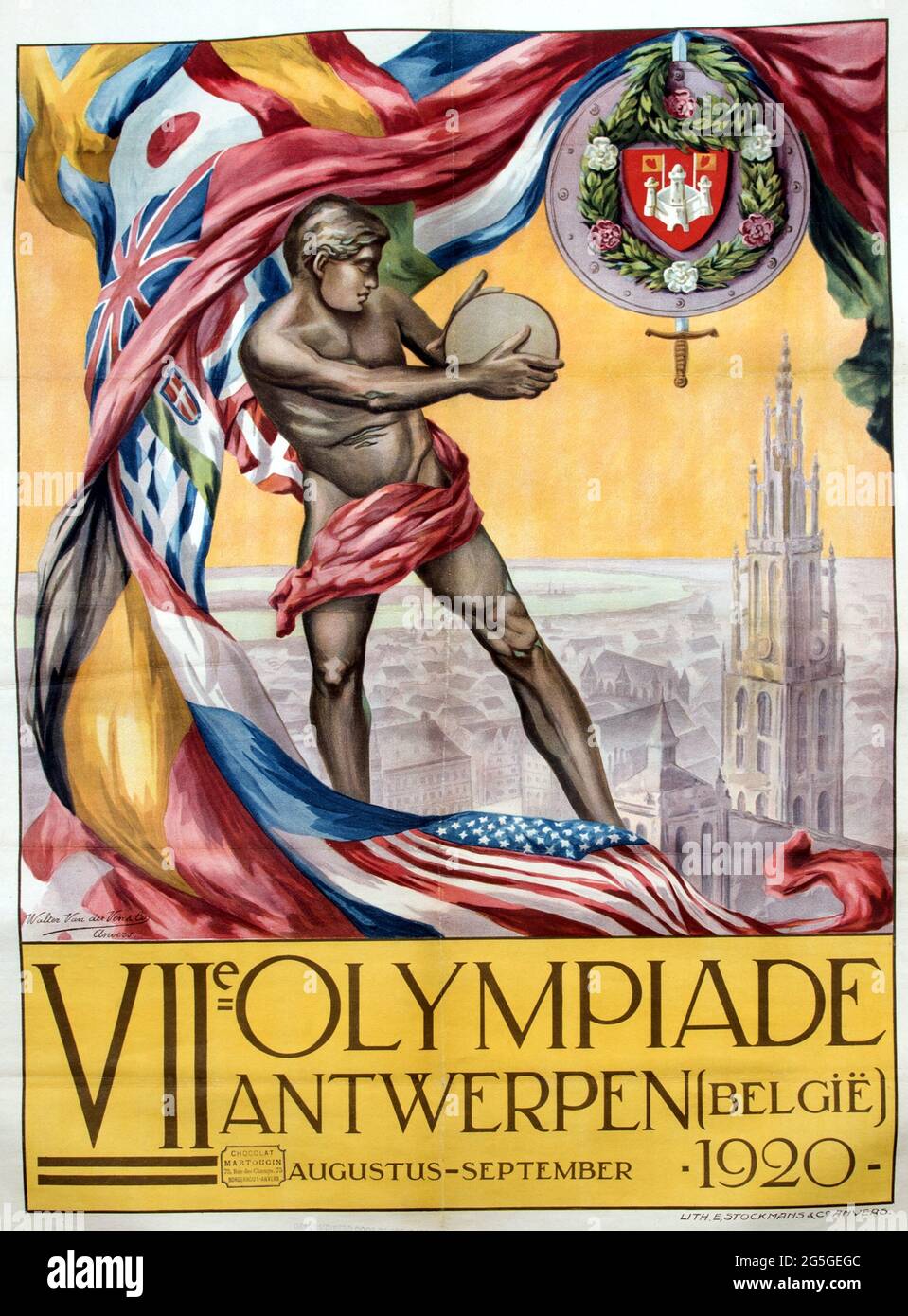 Un poster vintage per i Giochi Olimpici di Anversa nel 1920 Foto Stock