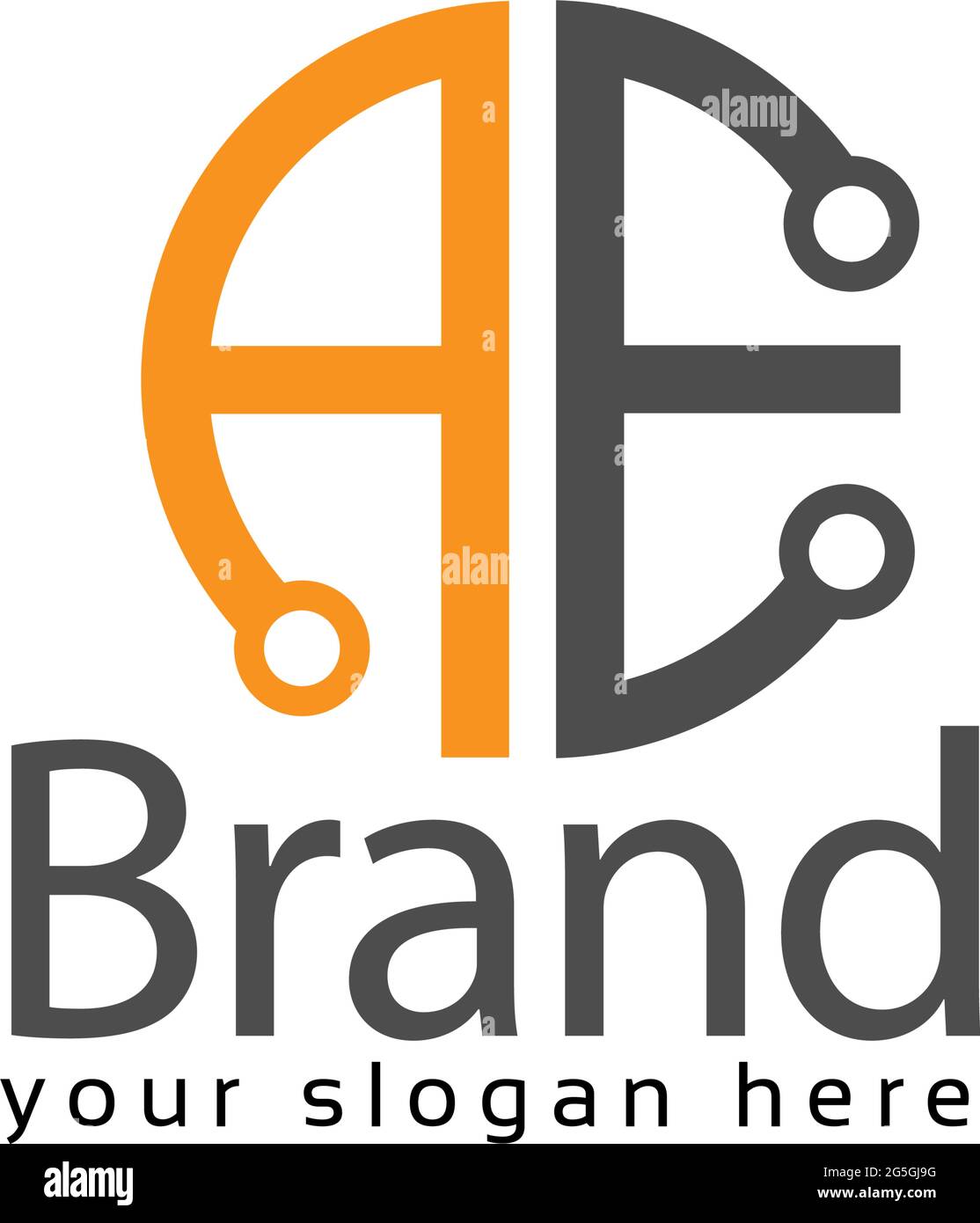 Logo Letter AE stock, AE Initial., design piatto. Logo tecnologico. Illustrazione Vettoriale