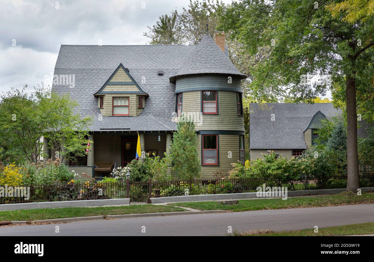 1887 D.W. McCourt House progettata in uno stile Shingle del 1887 dagli architetti Cass Gilbert e James Knox Taylor a Saint Paul, Minnesota Foto Stock