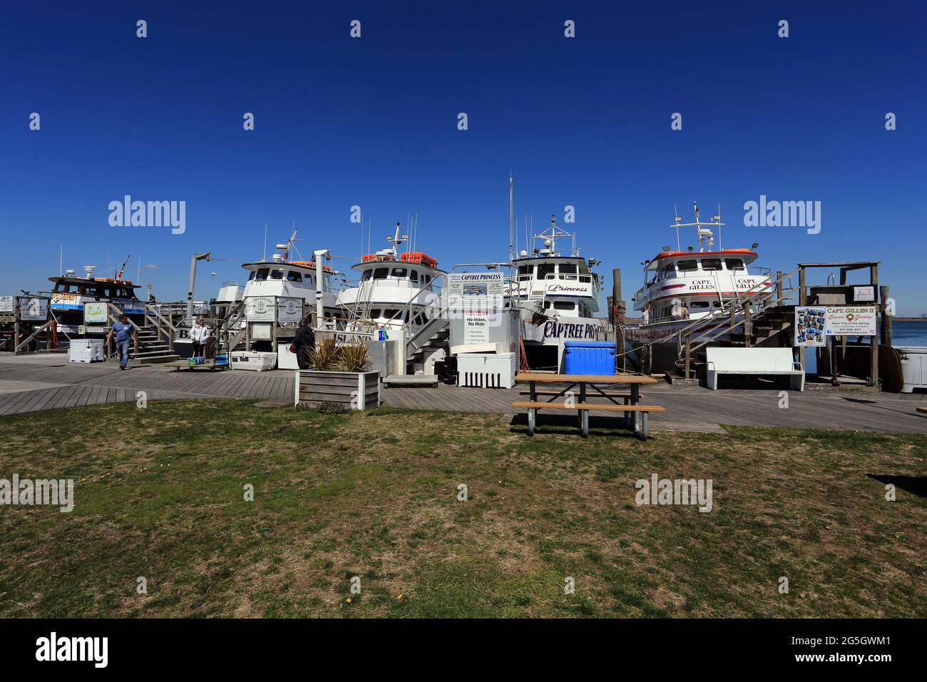 Imbarcazioni da pesca a noleggio per il Captree state Park Long Island New York Foto Stock