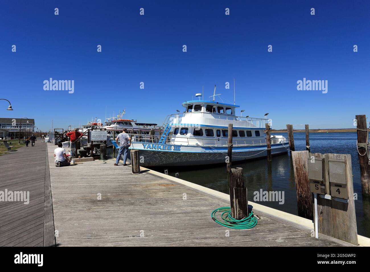 Imbarcazioni da pesca a noleggio per il Captree state Park Long Island New York Foto Stock