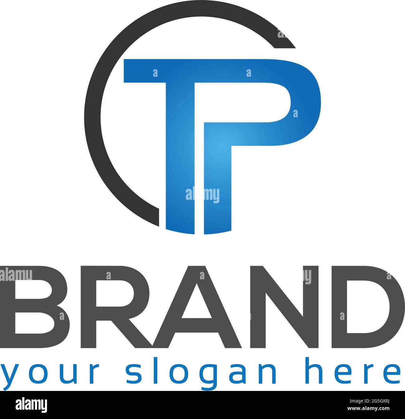 Creative Letter TP per il logo della tecnologia Illustrazione Vettoriale