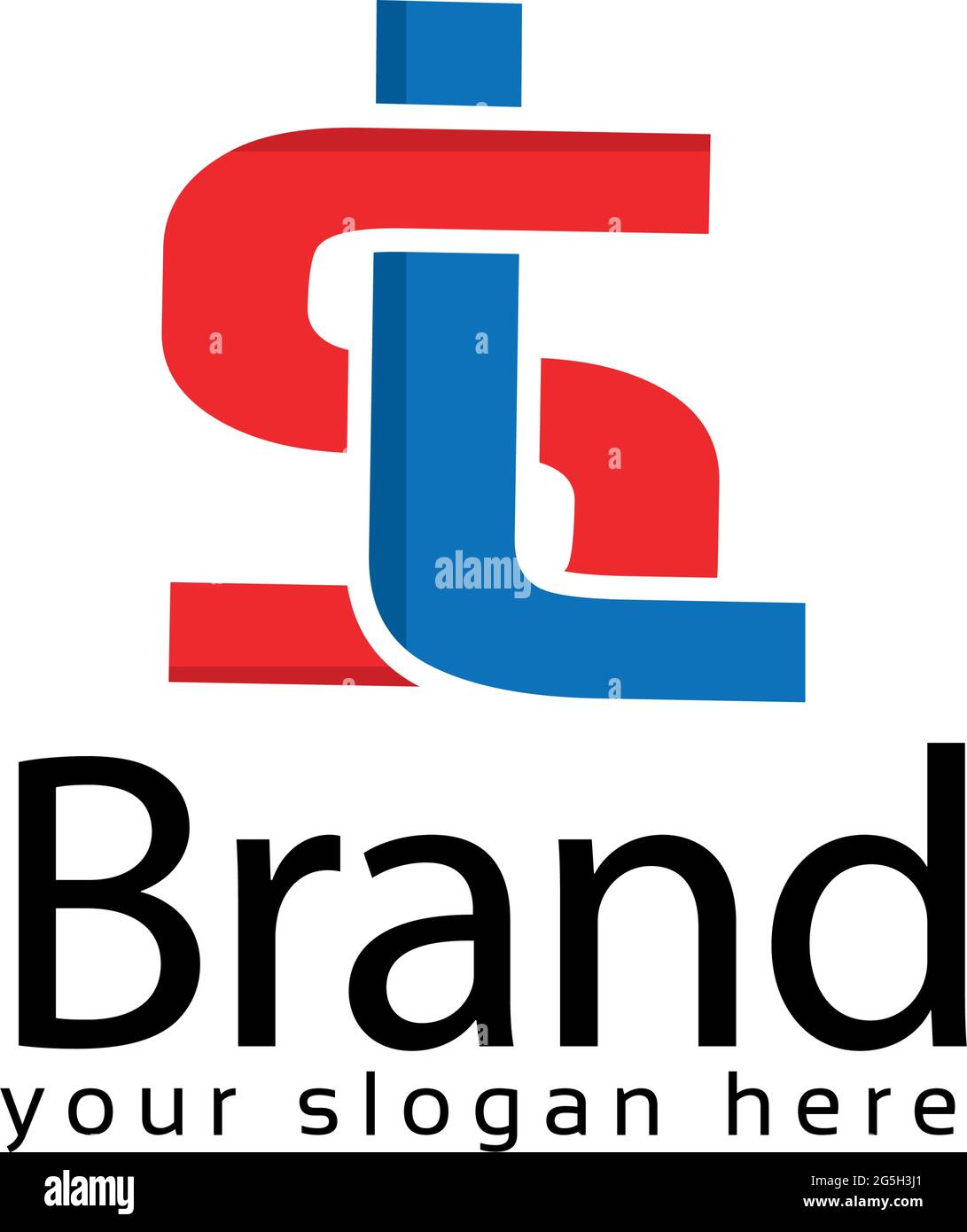 Logo SL Letter rosso e blu. Illustrazione vettoriale su sfondo bianco Illustrazione Vettoriale