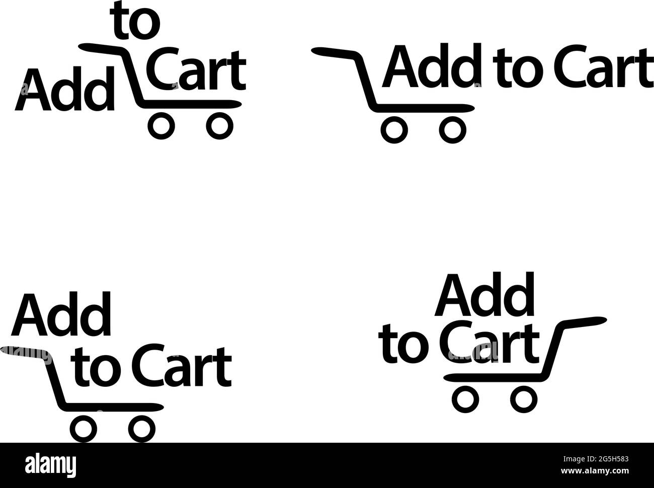 Aggiungi al carrello con il carrello su sfondo bianco. Illustrazione vettoriale piatta. Illustrazione Vettoriale
