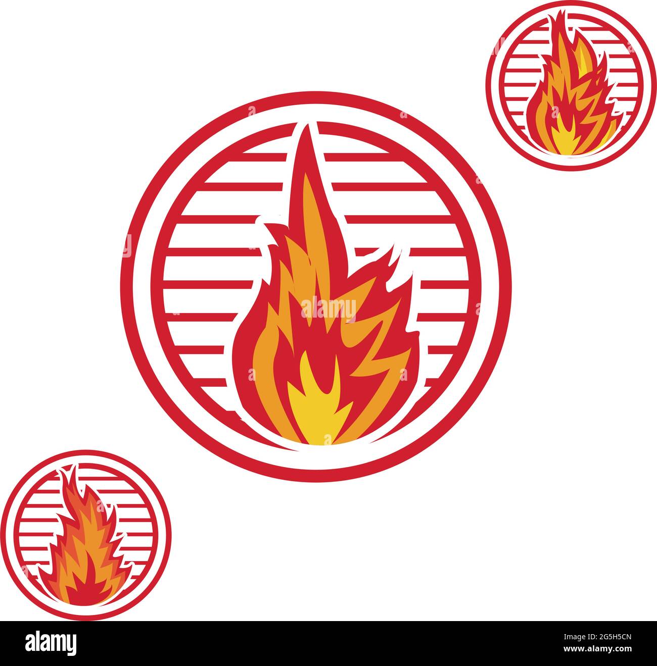 Set di icone fuoco. Simbolo del fuoco in cerchio. Illustrazione dello stock Illustrazione Vettoriale