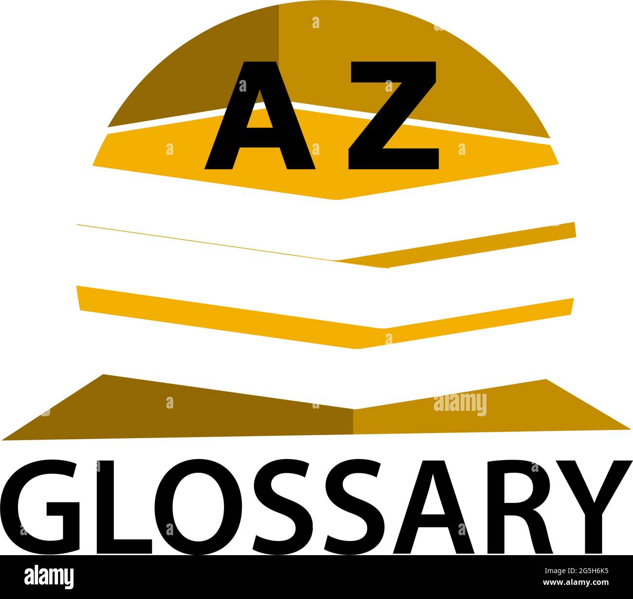 Glossario con libro. Design piatto. Illustrazione vettoriale su sfondo bianco Illustrazione Vettoriale