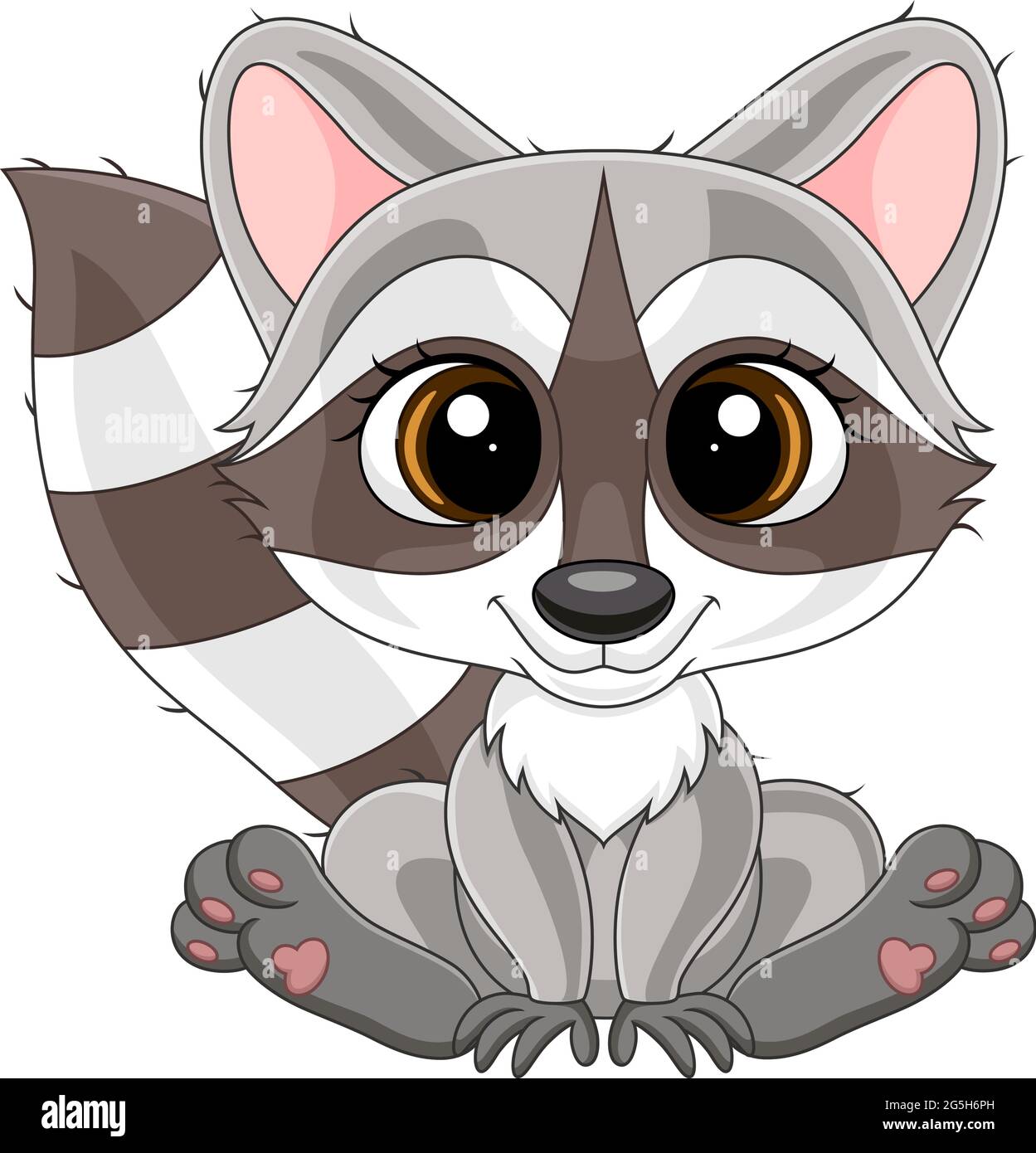 Cartone animato simpatico bambino raccoon seduta Illustrazione Vettoriale