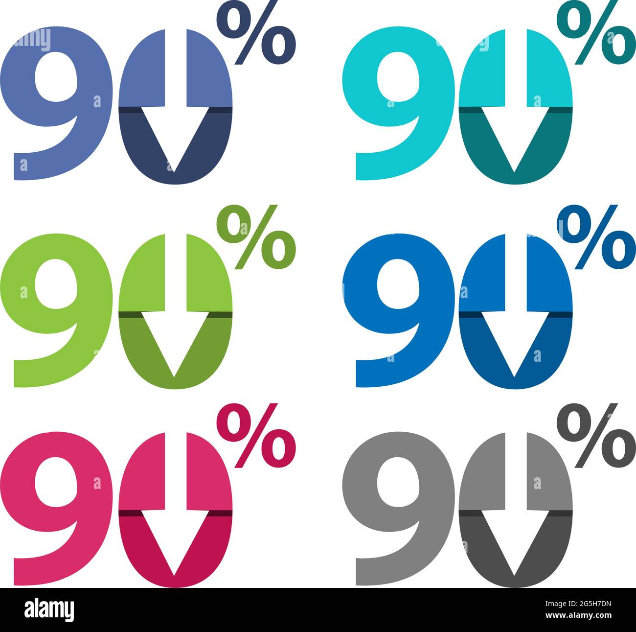 Illustrazione del 90% in basso, freccia in basso Illustrazione Vettoriale