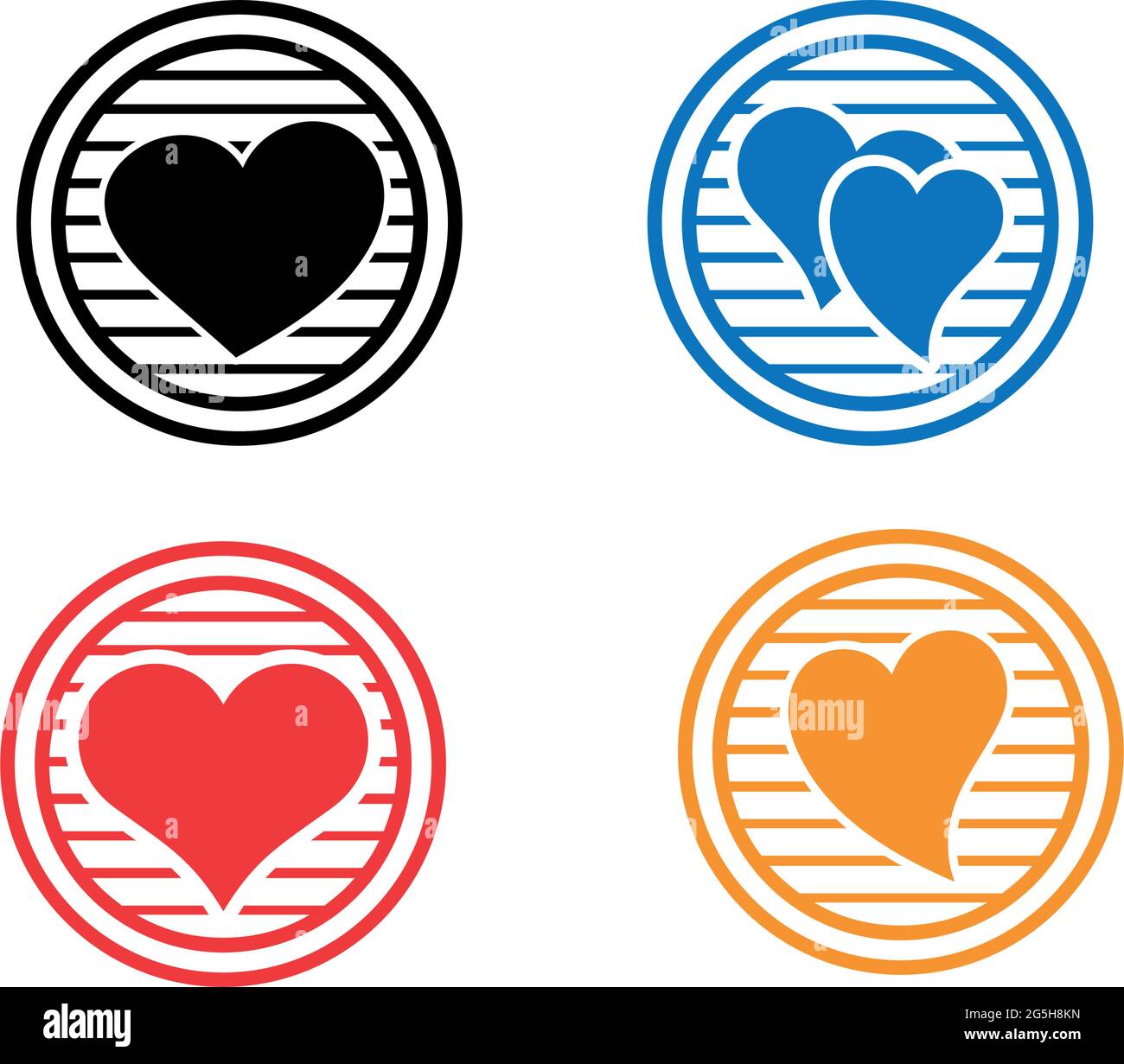 Set di icone d'amore. Simbolo d'amore in cerchio. Illustrazione di stock Illustrazione Vettoriale