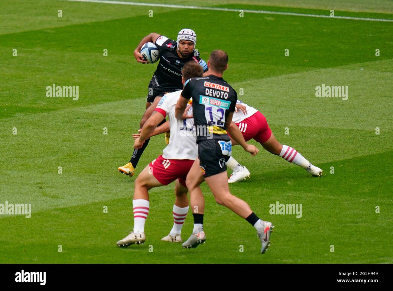 Exeter Chiefs ala Tom o'Flaherty durante la Gallagher Premiership Rugby Final, Exeter Chiefs -V- Harlequins, sabato 26 giugno 2021, a Twickenha Foto Stock