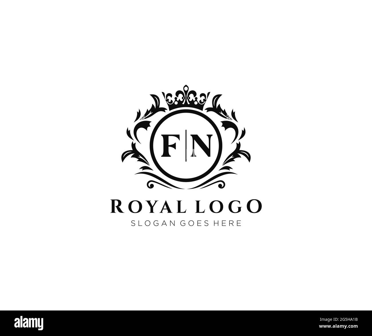 Modello di logo FN Letter Luxurious Brand, per ristoranti, Royalty, Boutique, Cafe, Hotel, Araldico, Gioielli, Moda e altre illustrazioni vettoriali. Illustrazione Vettoriale