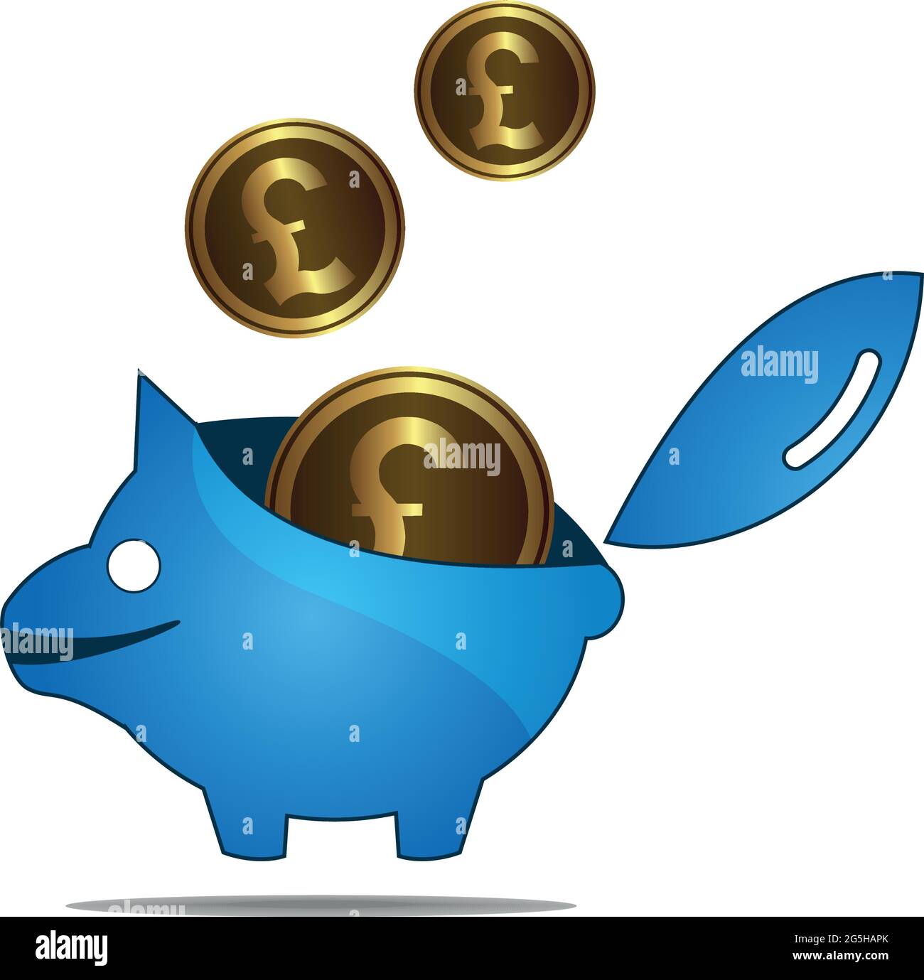 Colombi e sterline. Icone blu del banco di piggy. Illustrazione Vettoriale