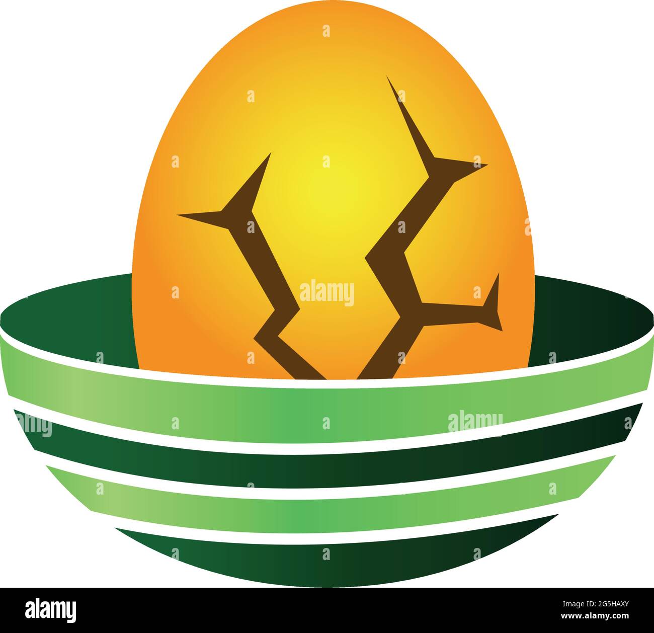 Uova cracked nel nido. Icona uova, illustrazione vettoriale Illustrazione Vettoriale