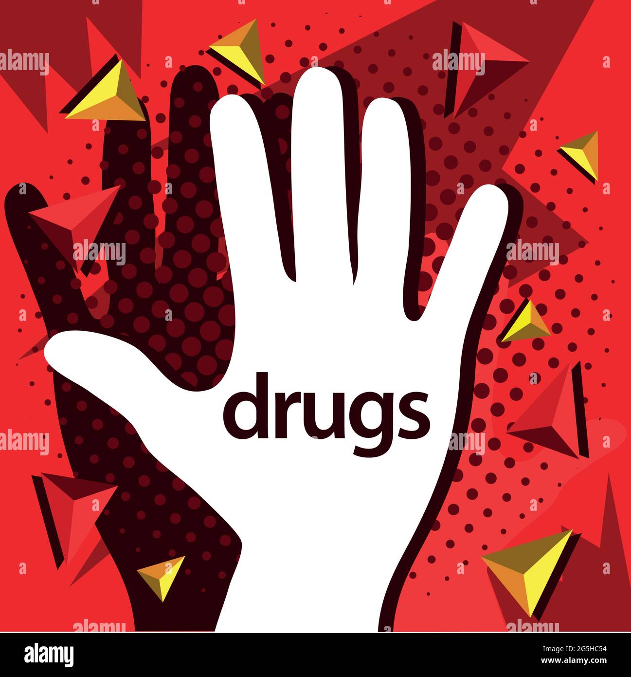 Nessun farmaco con l'illustrazione dell'icona del vettore a mano. Illustrazione Vettoriale