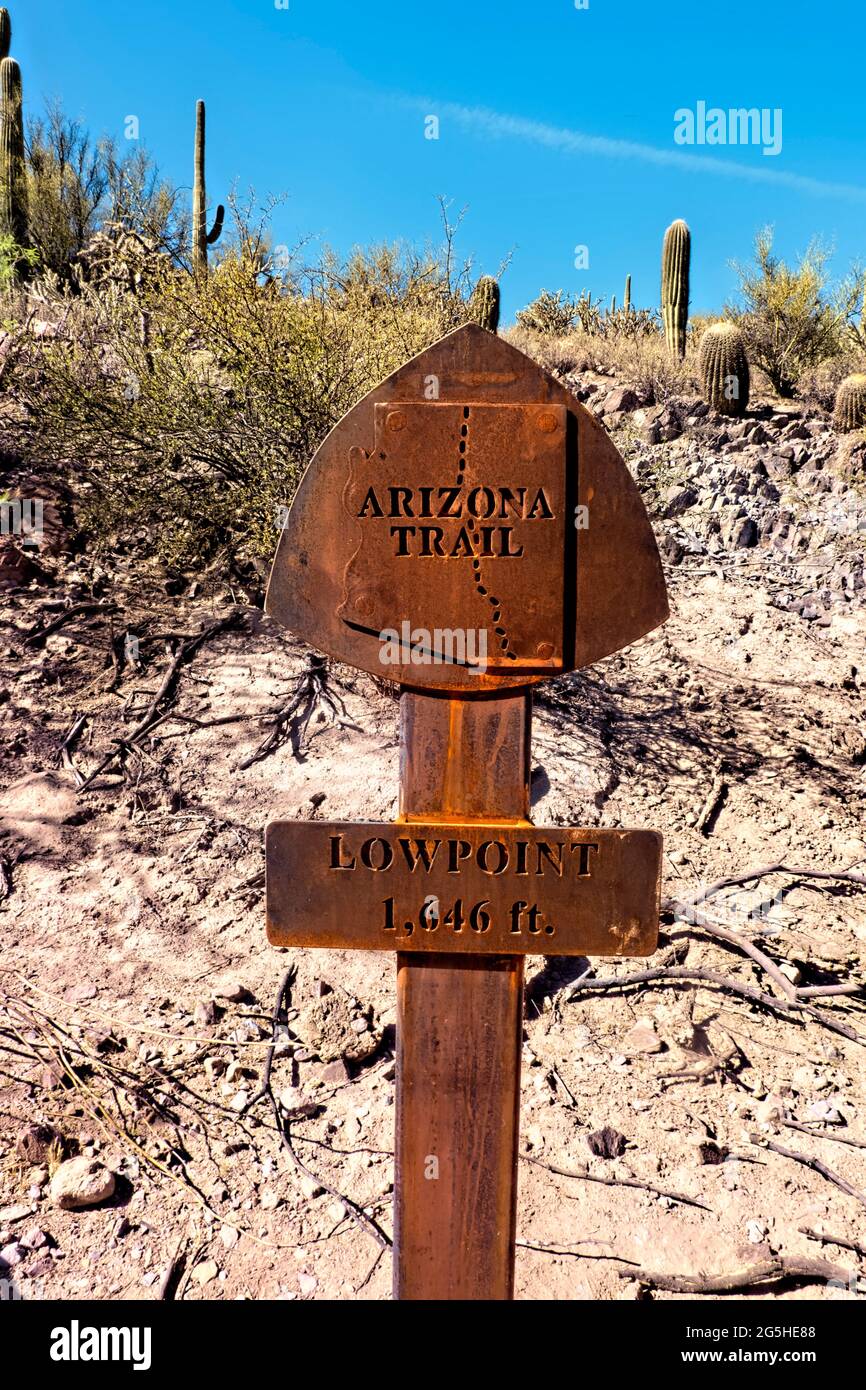 Punto di riferimento basso lungo il 800 Mile Arizona Trail, Arizona, U.S.A Foto Stock