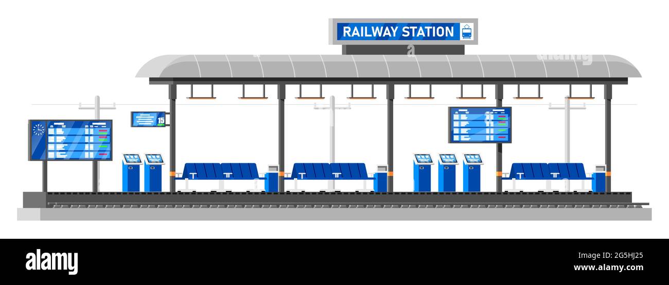 Moderna stazione ferroviaria per treno ad alta velocità Illustrazione Vettoriale