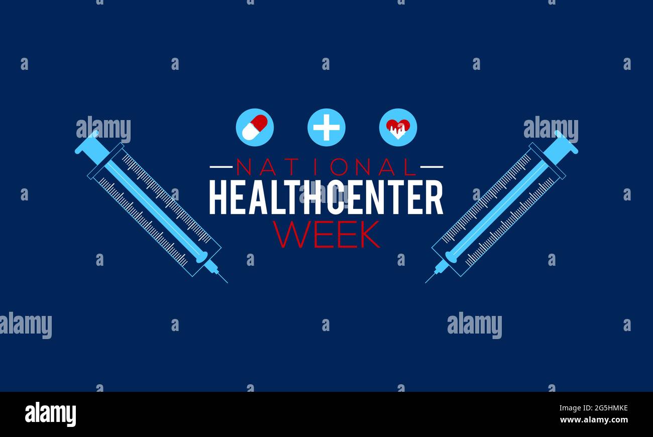 Modello di banner vettoriale della settimana del National Health Center osservato ad agosto Illustrazione Vettoriale