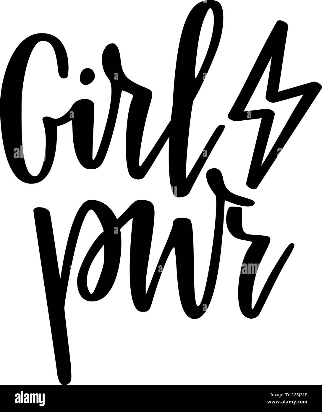 Girl power vettoriale ispirazione femminista scritta calligrafia disegno Illustrazione Vettoriale