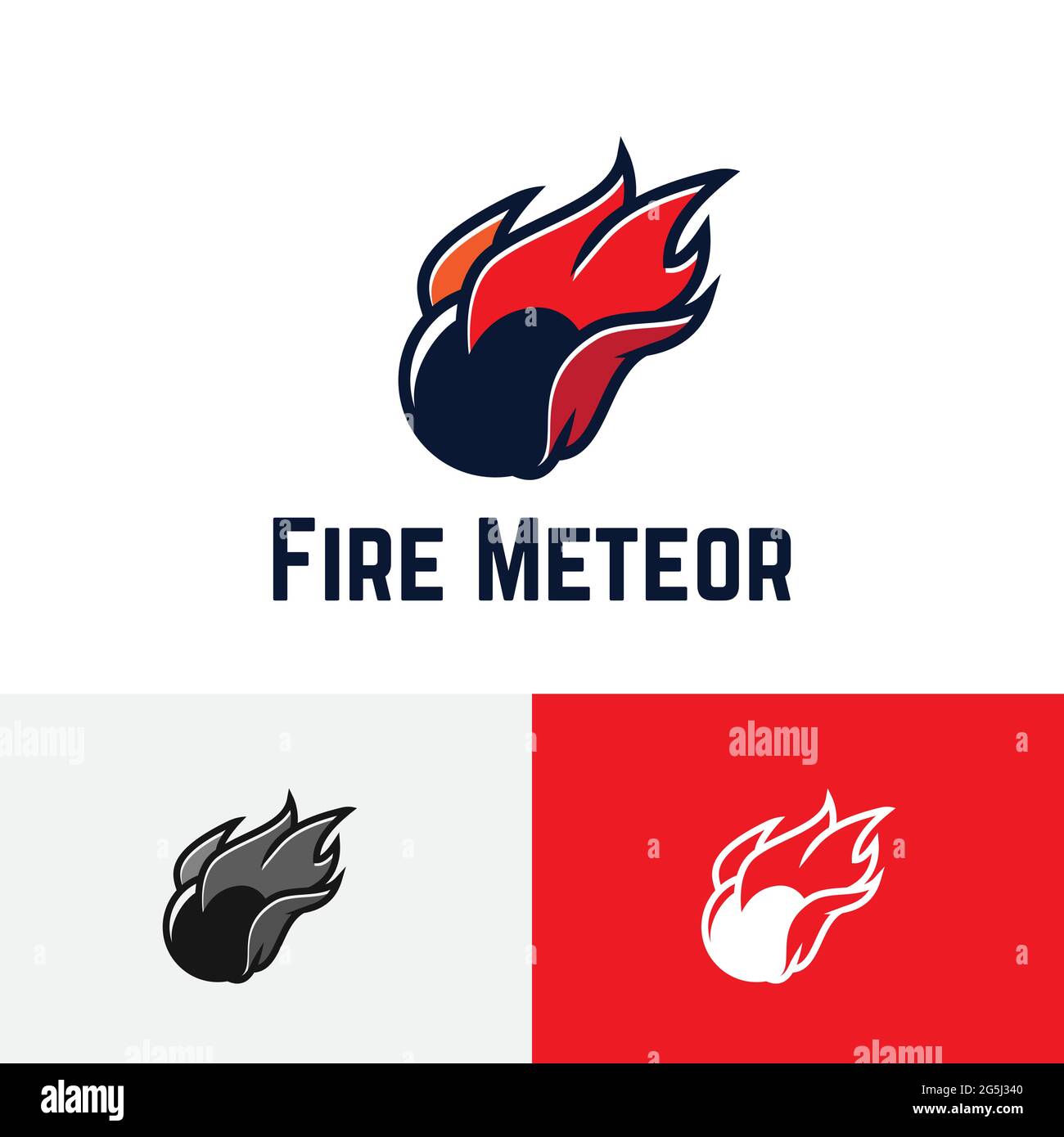 Logo dello sport di gioco dello spazio di caduta della Cometa del fuoco Meteor Ball Illustrazione Vettoriale