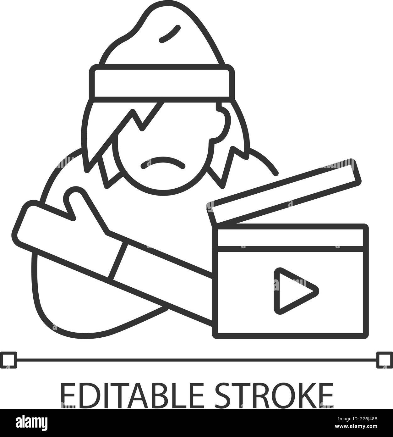 Icona lineare dei video sui social Illustrazione Vettoriale