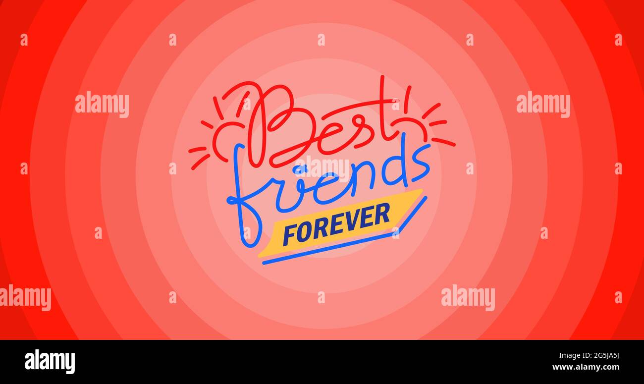 Composizione di migliori amici per sempre testo su sfondo rosso Foto Stock