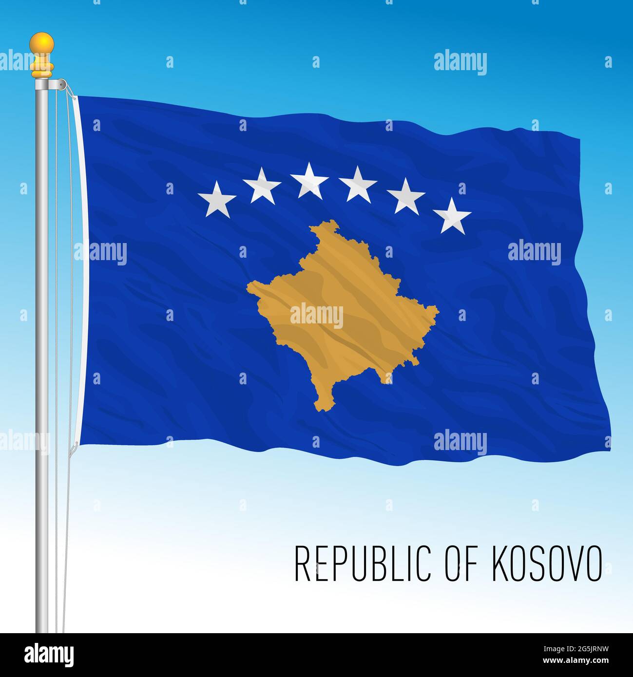 Bandiera nazionale ufficiale del Kosovo, paese europeo, illustrazione vettoriale Illustrazione Vettoriale
