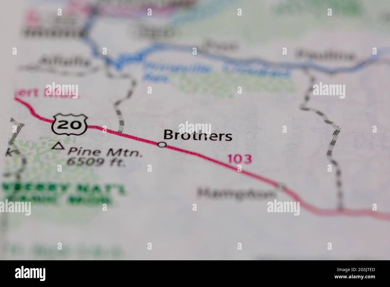 Brothers Oregon USA mostrato su una mappa geografica o su una mappa stradale Foto Stock