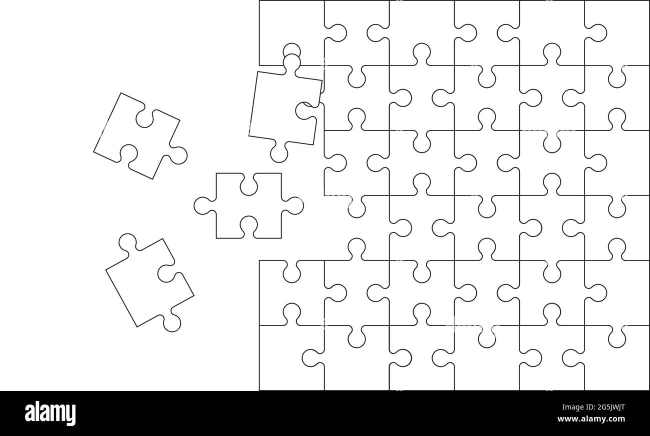 Sfondo puzzle con pezzi bianchi. Modello di mosaico astratto. Illustrazione vettoriale. Illustrazione Vettoriale