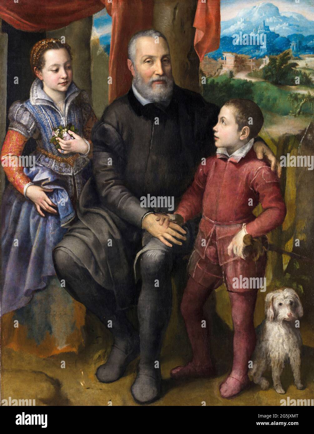 Padre, fratello e sorella dell'artista, ritratto di Sofonisba Anguissola, 1559 Foto Stock