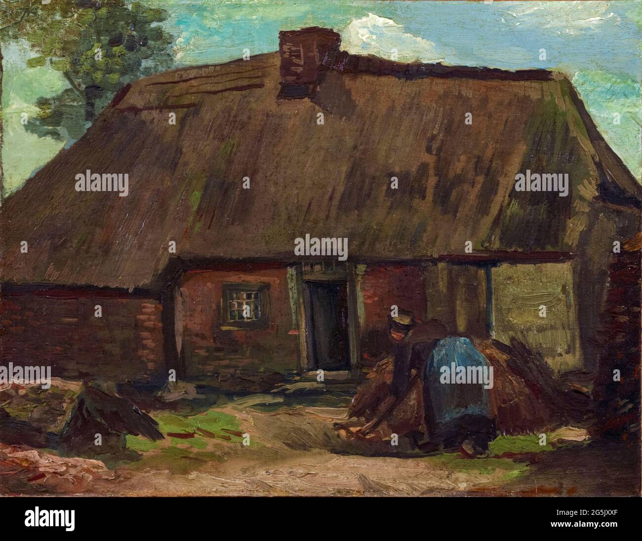 Vincent van Gogh, Cottage con Peasant Woman Digging, pittura, 1885 Foto Stock
