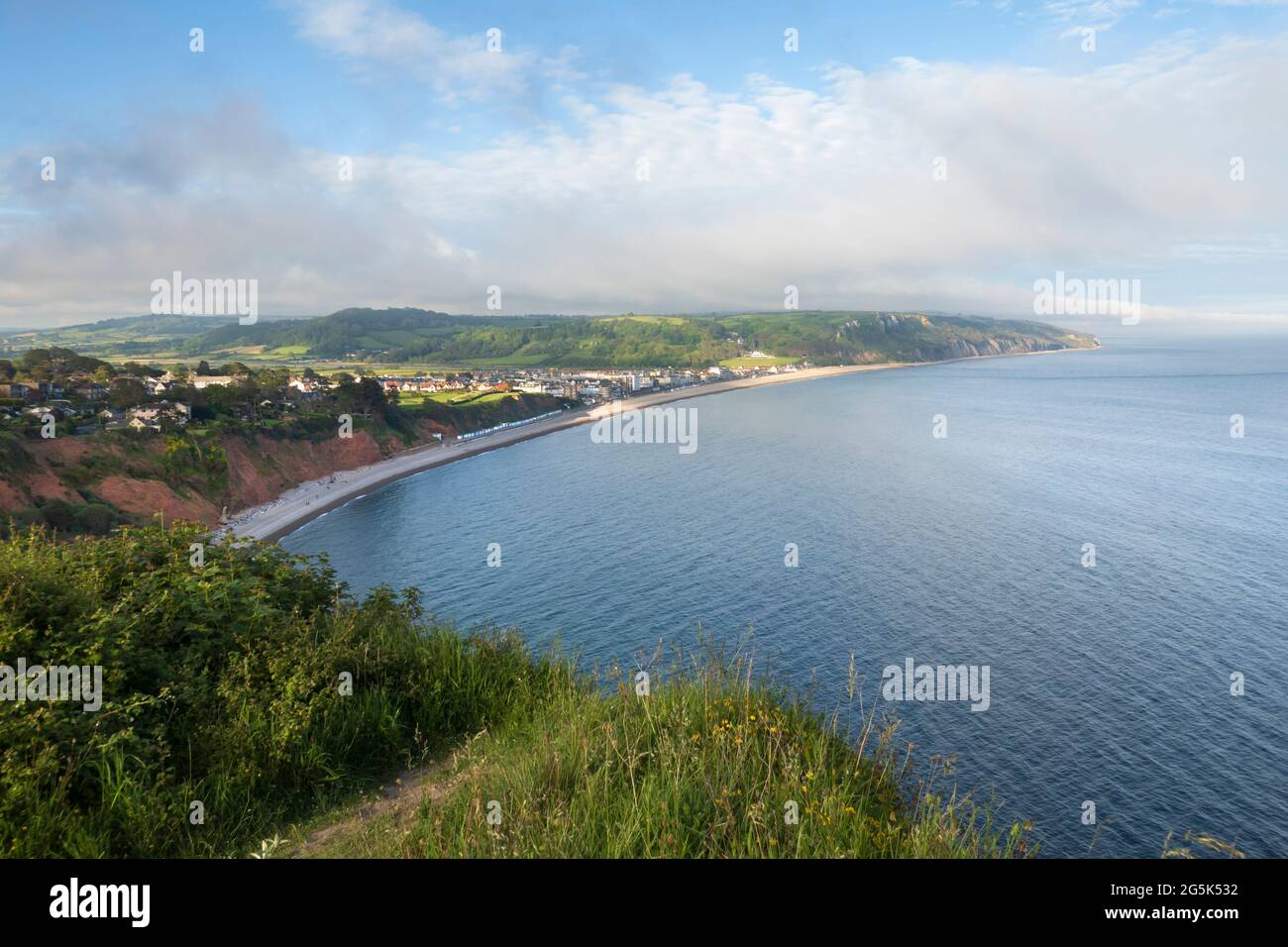 Seaton Hole Beach and Seaton, Seaton, Jurassic Coast, Devon, Inghilterra, Regno Unito, Europa Foto Stock