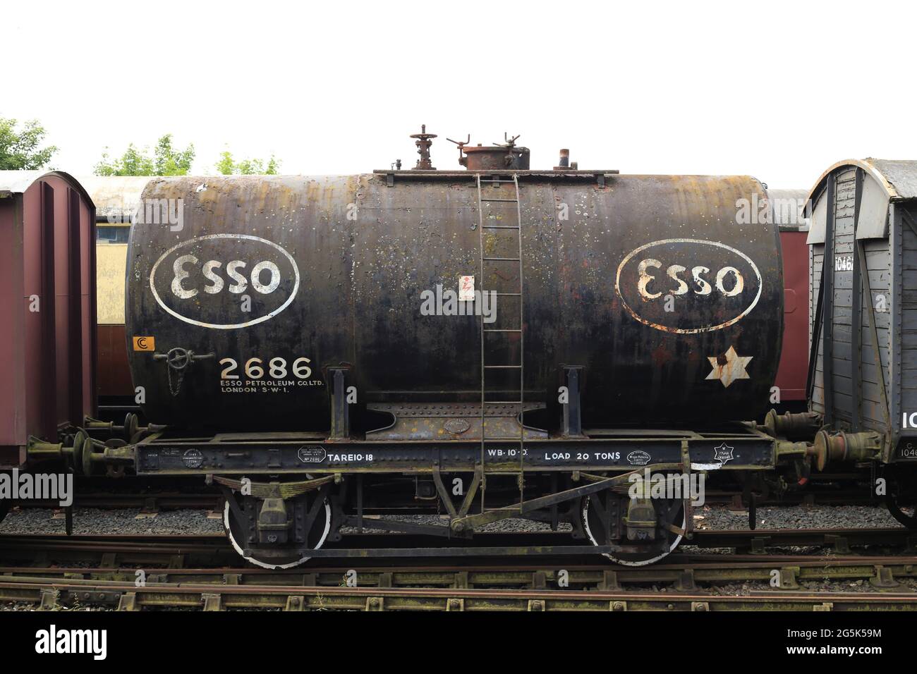 Un carro cisterna ad olio esso alla stazione di Bewdley, Worcestershire, Regno Unito. Foto Stock