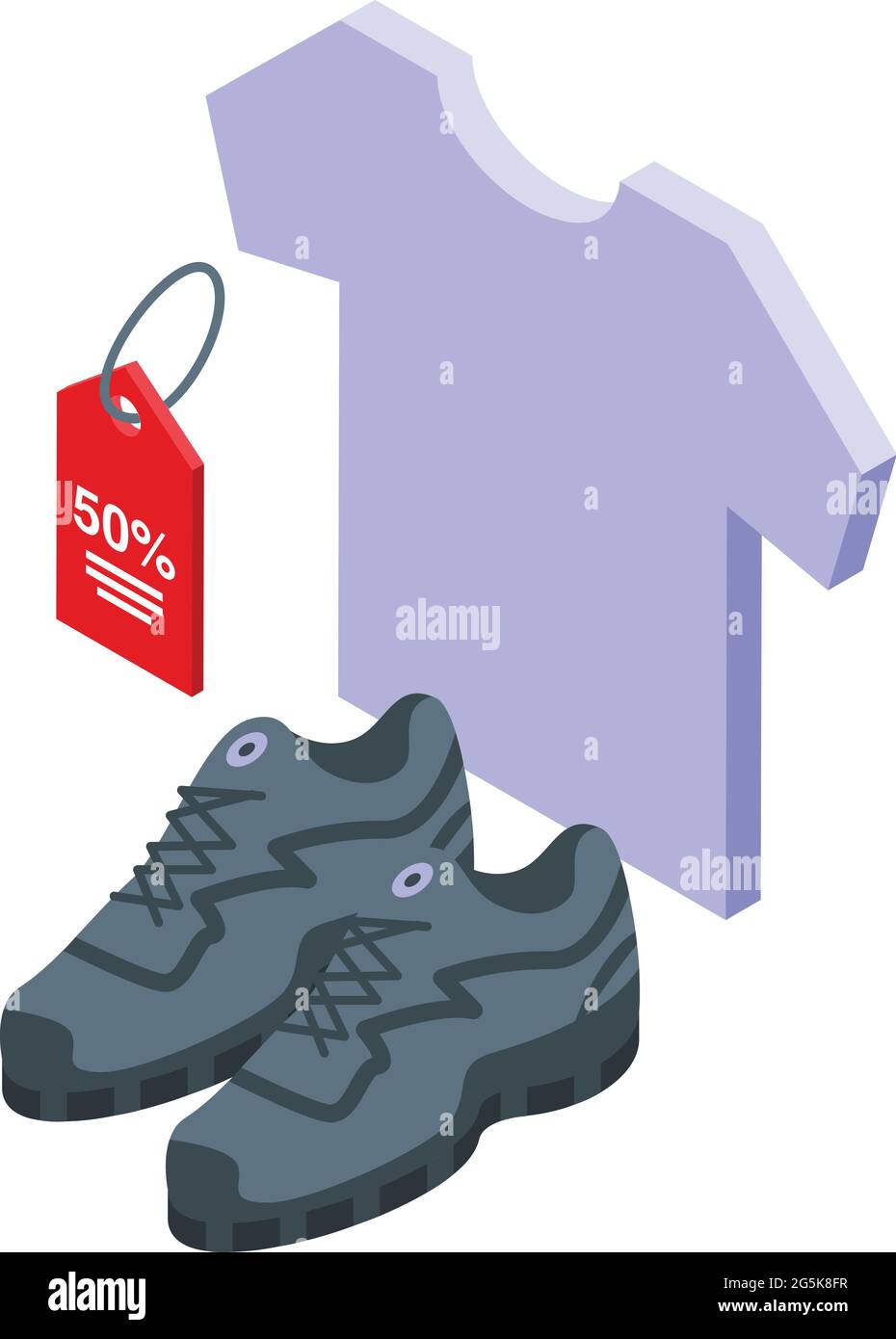 Vendita abbigliamento icona vettore isometrico. Vendita del negozio. Abbigliamento mercato online Illustrazione Vettoriale