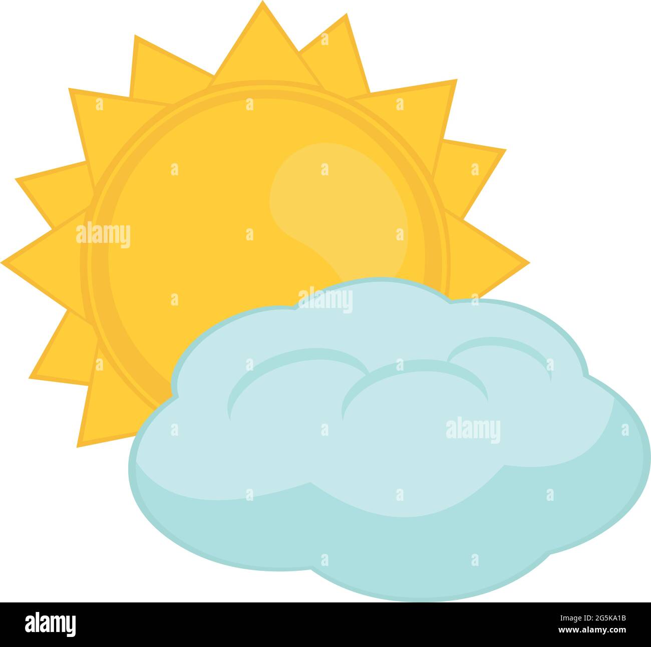 Vettore emoticon illustrazione di un sole e una nuvola, previsioni nuvolose Illustrazione Vettoriale