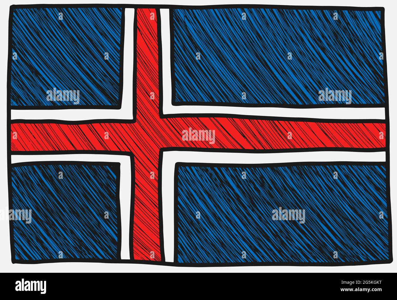 Schizzo della bandiera norvegese. Illustrazione vettoriale disegnata a mano con stile Doodle Illustrazione Vettoriale