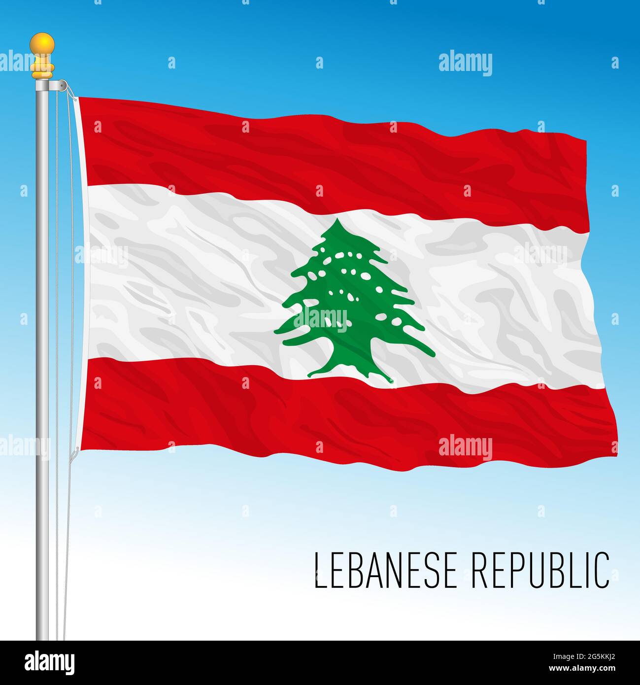 Libano bandiera nazionale ufficiale, medio Oriente, illustrazione vettoriale Illustrazione Vettoriale