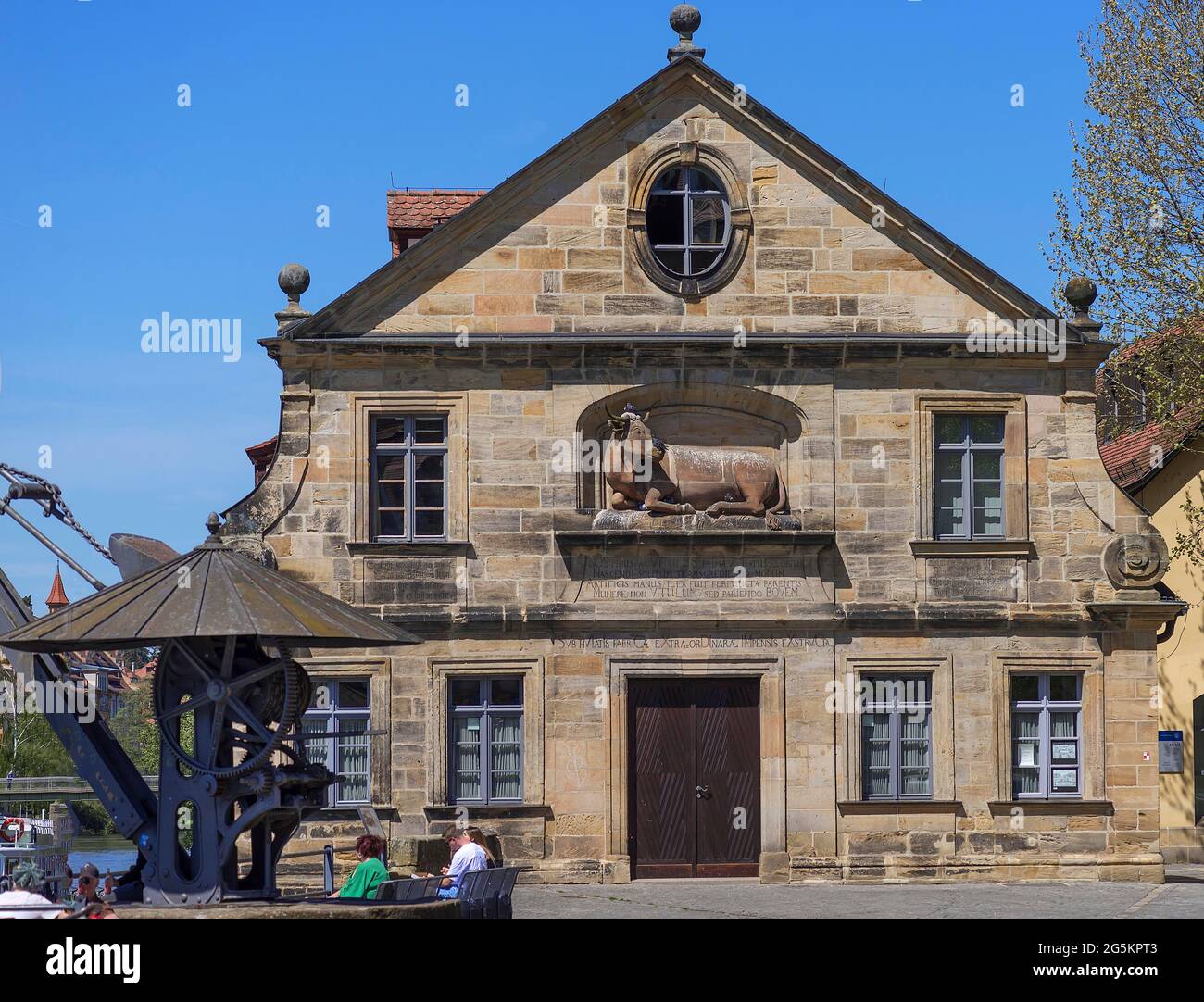 Macello storico dal 1742-1903 e banca di carne, sala di vendita carne fino al 1950, ora parte della biblioteca universitaria, Bamberg, alta Franconia, Bavari Foto Stock