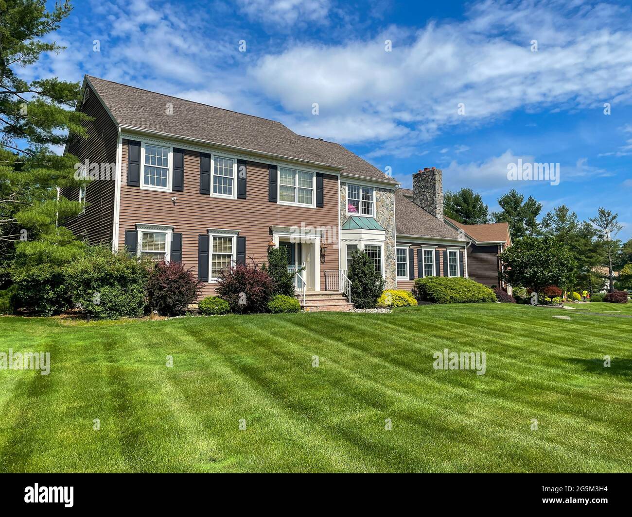 Singola famiglia suburbana casa in mattoni in New Jersey. Foto Stock