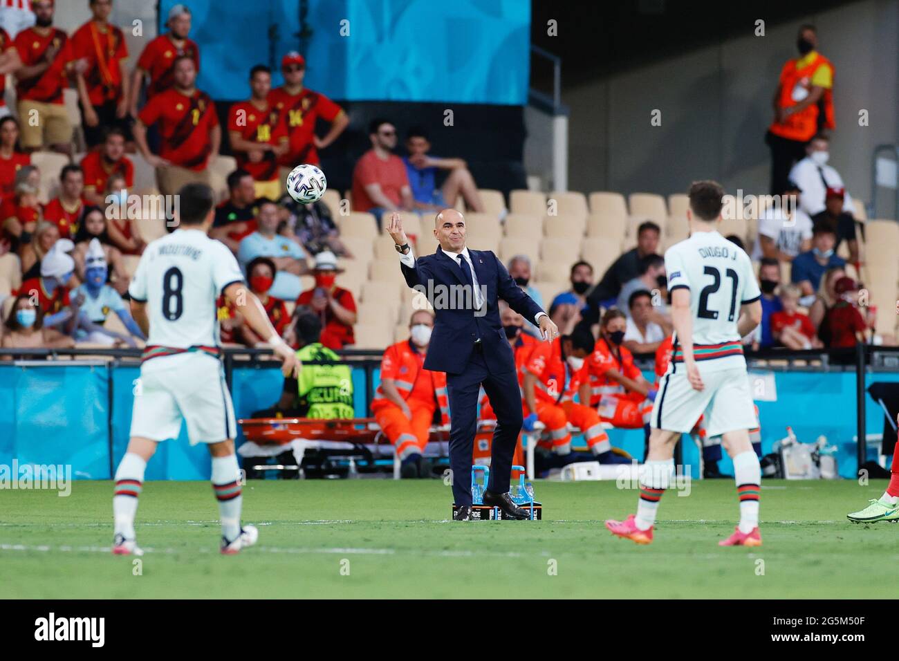 Roberto Martinez, capo allenatore del Belgio durante la partita di calcio UEFA EURO 2020, Round of 16 tra Belgio e Portogallo il 27 giugno 2021 allo stadio la Cartuja di Siviglia, Spagna - Foto Joaquin Corchero / Spagna DPPI / DPPI / LiveMedia Foto Stock