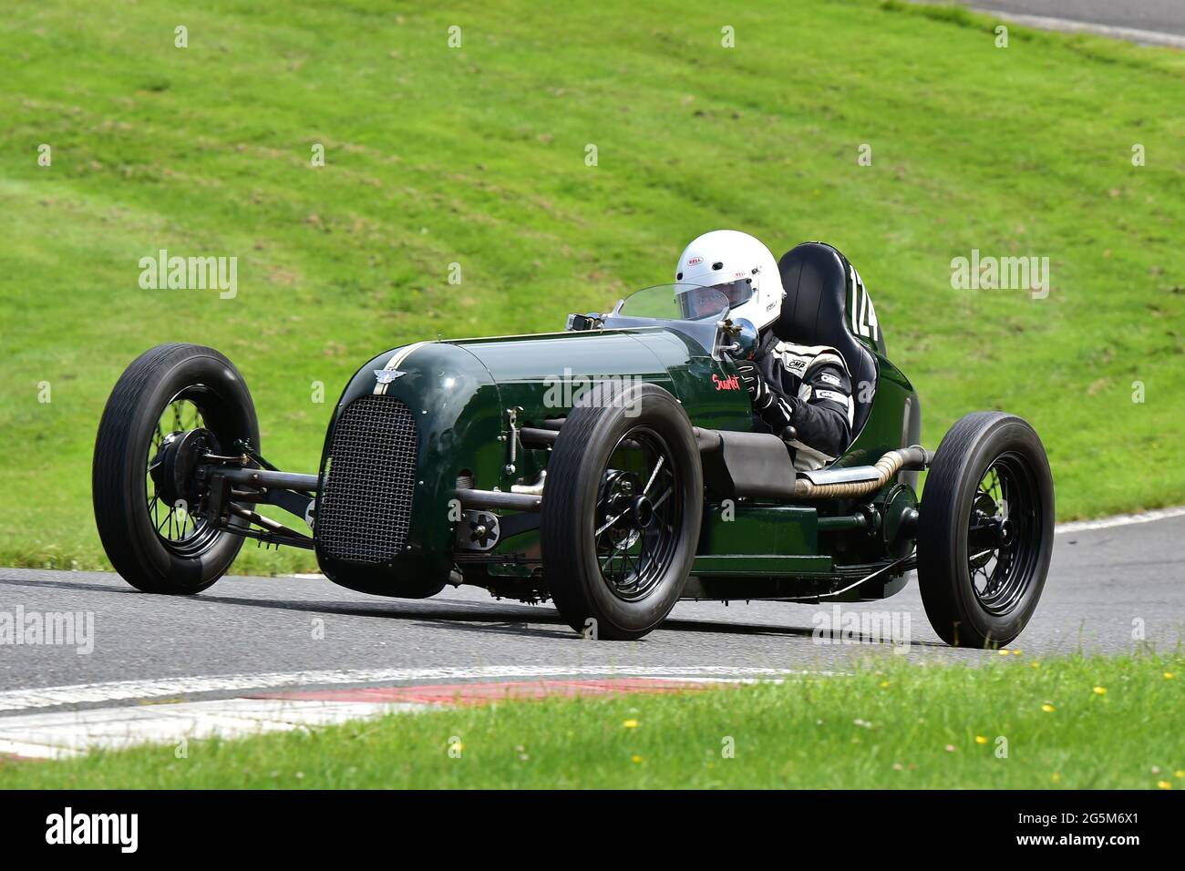 Simon Gallon, Austin 7, Allcomers Hhandicap Race, VSCC, Shuttleworth Nuffield e Len Thompson Trophies Race Meeting, Cadwell Park Circuit, Louth, Linc Foto Stock