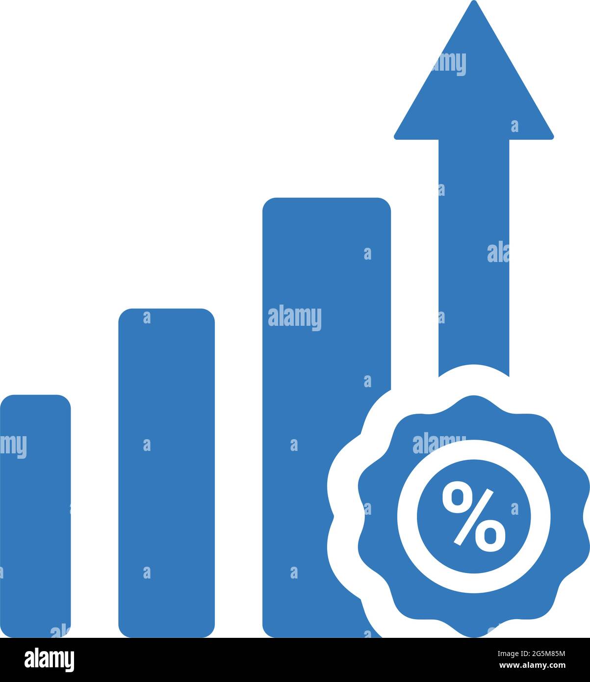 L'icona alta, interesse, tasso è isolata su sfondo bianco. Da utilizzare per la grafica e il web design o per scopi commerciali. File EPS vettoriale. Illustrazione Vettoriale