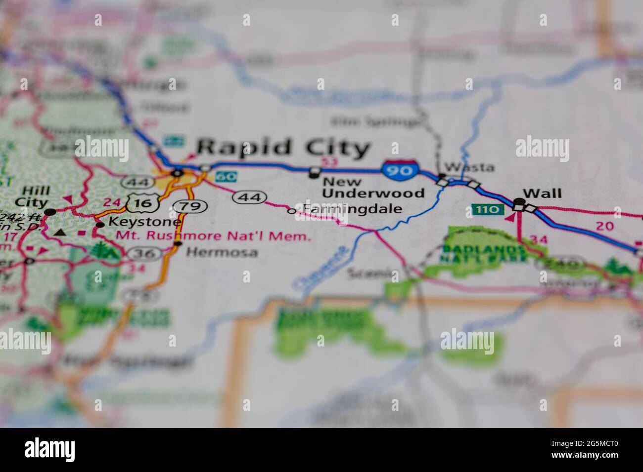 Farmingdale South Dakota USA mostrato su una mappa geografica o su una mappa stradale Foto Stock