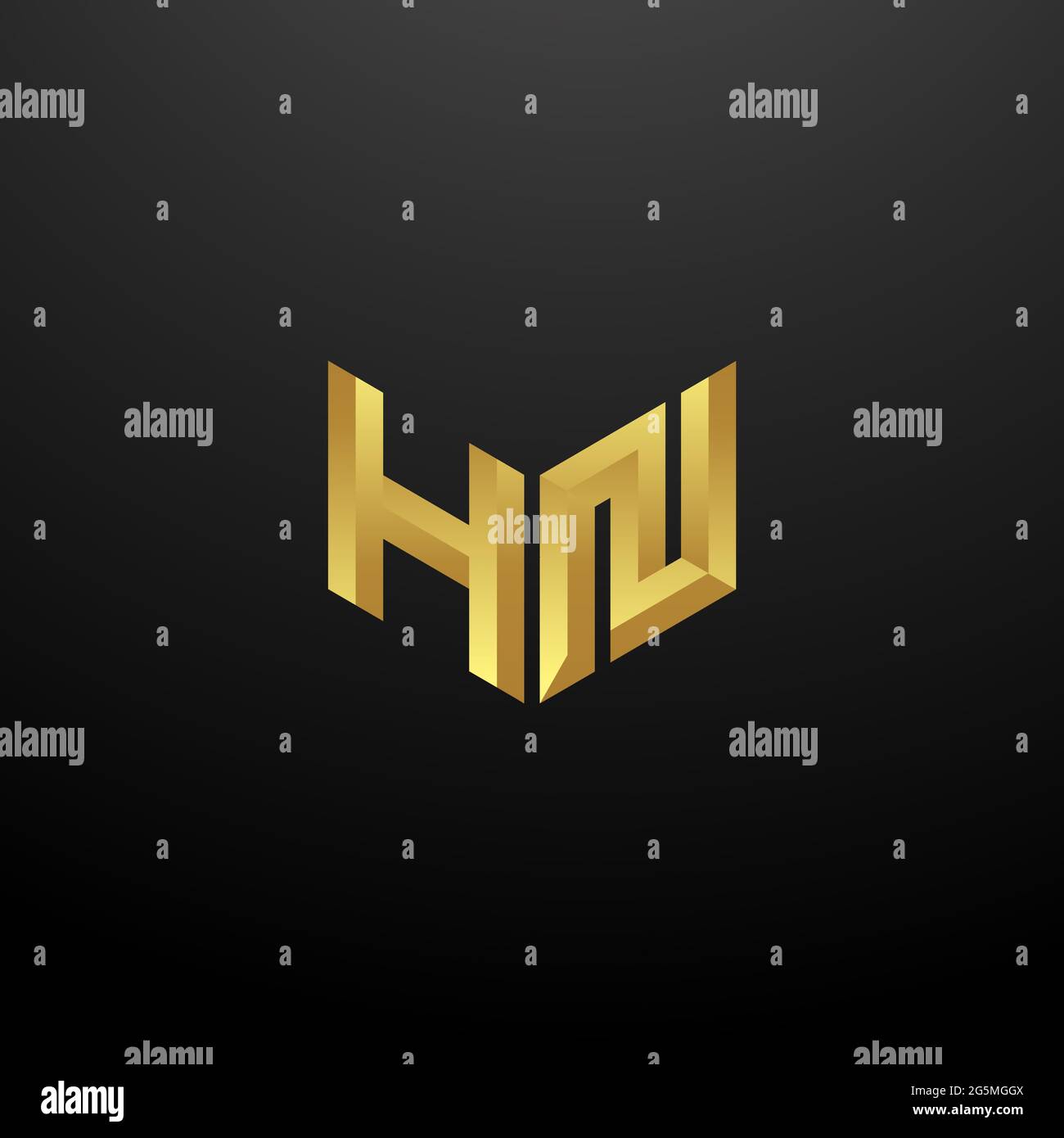 Logo HN Monogramma lettere iniziali modello di disegno con sfondo oro e nero icona vettoriale moderno Illustrazione Vettoriale