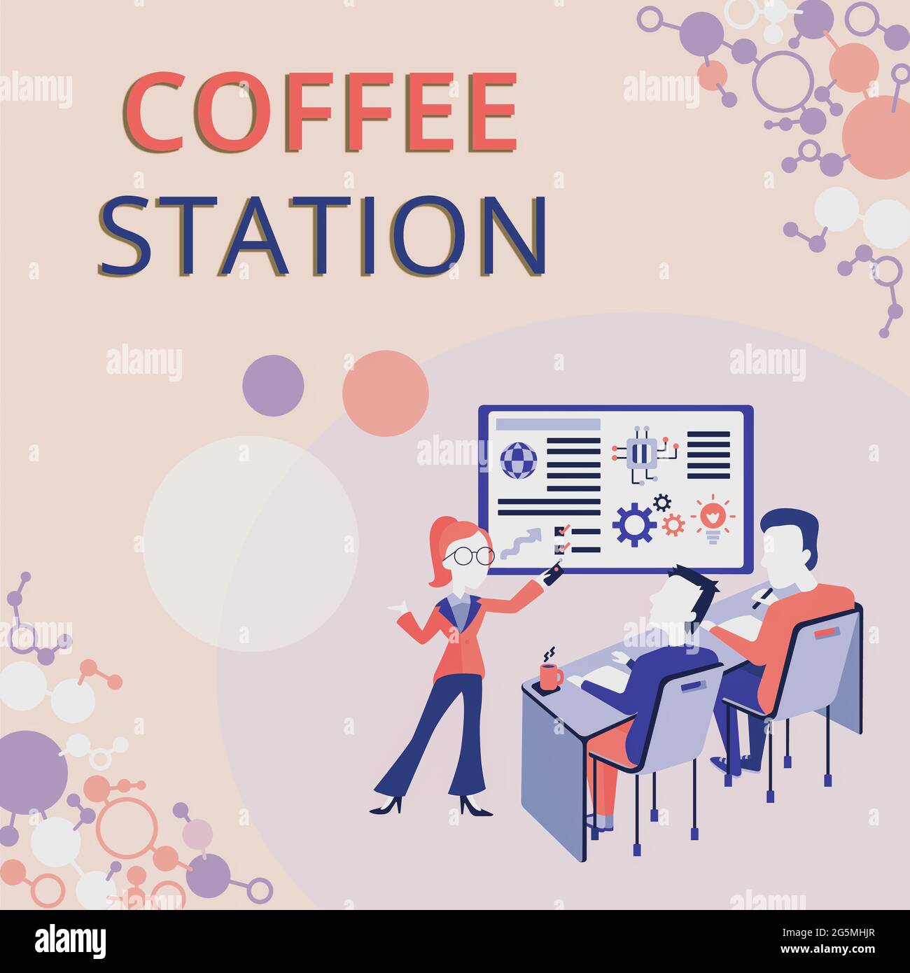 Scrittura visualizzazione testo Stazione caffè. Internet Concept un piccolo ristorante informale che serve tipicamente bevande calde presentando il rapporto di progetto Foto Stock